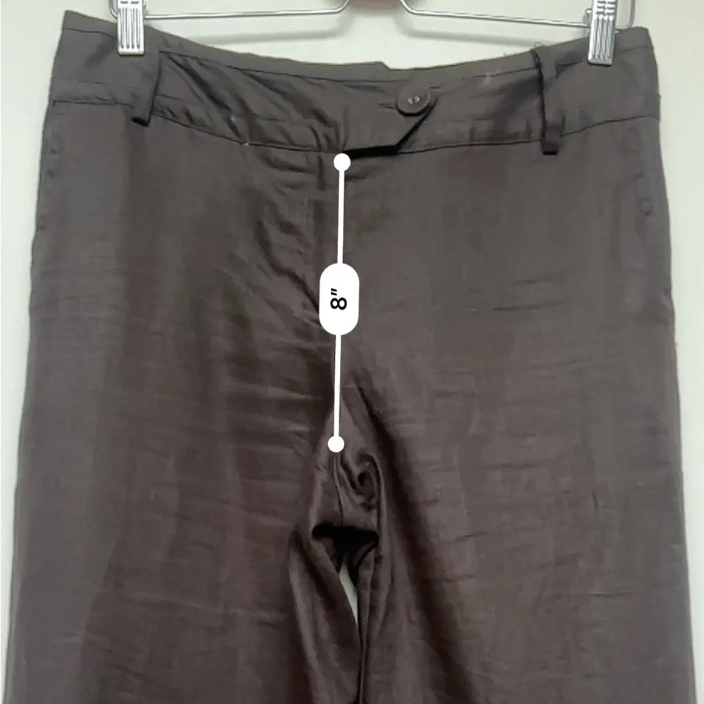 Saint Tropez West Brown 100% Linen Wide Leg Pants Size 6 - Picture 5 of 11